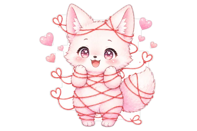 赤い糸ぐるぐるギツネ